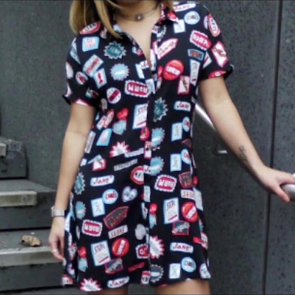Zara Black Graphic Print Dress - Picture 10 of 15